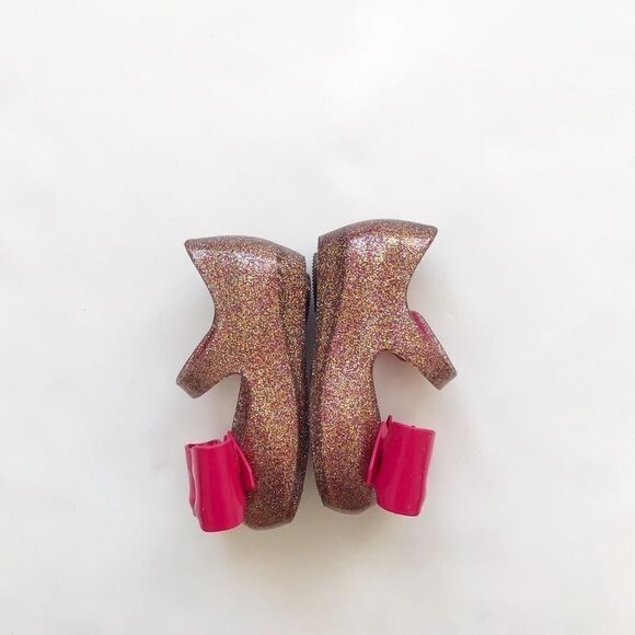 Mini Melissa bow glitter jelly flats EUC size 5 - Picture 2 of 7